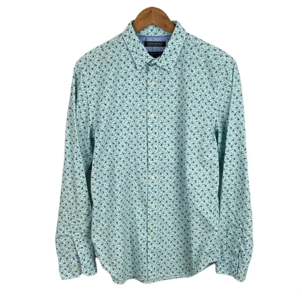 BF607 Mens Banana Republic Custom 078 Wash Grant Fit Floral Shirt M